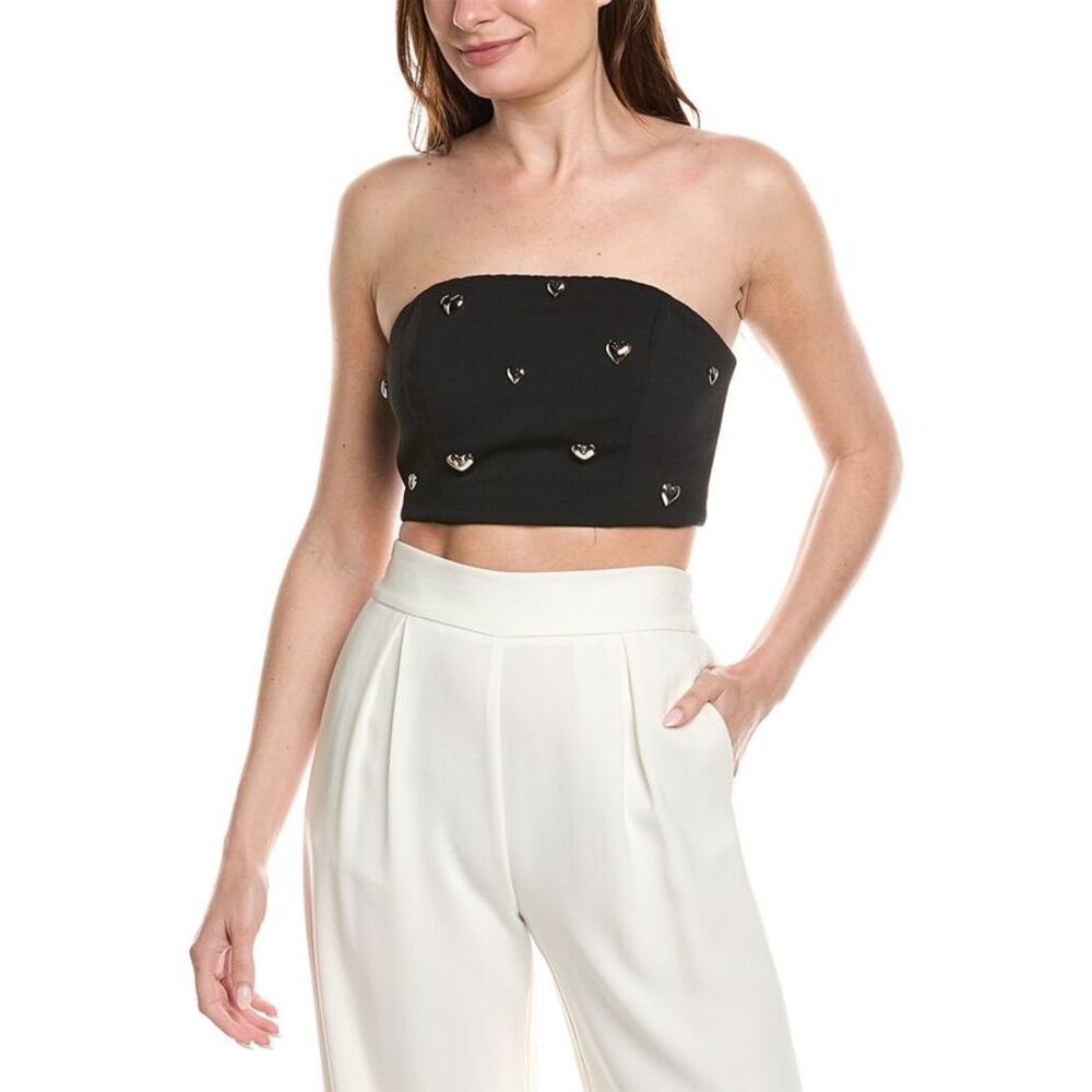 Milly Womens  Sharlee Heart Applique Tube Top, Black